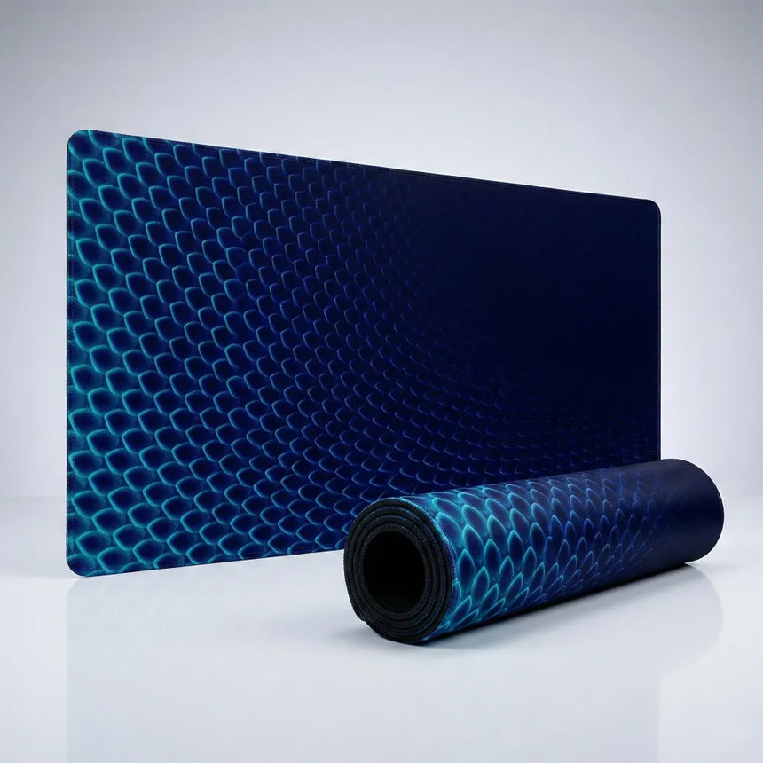 3D Polygon Design Mouse Pad - Abyssal Blue & Electric Cyan