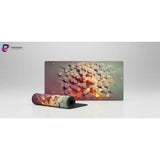 Designer Mouse Pad — Hexagonal Architecture & 3D Amber Glow