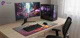 Designer Mouse Pad — Hexagonal Architecture & 3D Amber Glow
