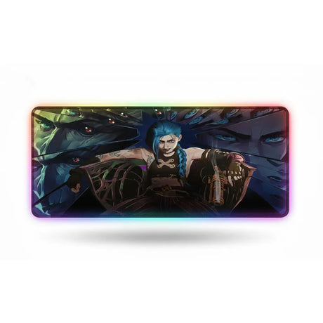 Tapis de Souris Gamer RGB Jinx - League of Legends Arcane Edition avec design éclats de miroir.