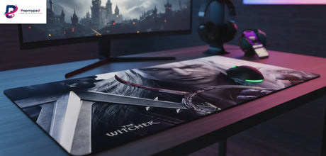 Tapis de Souris Gamer The Witcher  Précision du Loup Blanc - Format XXL avec un design haute définition.