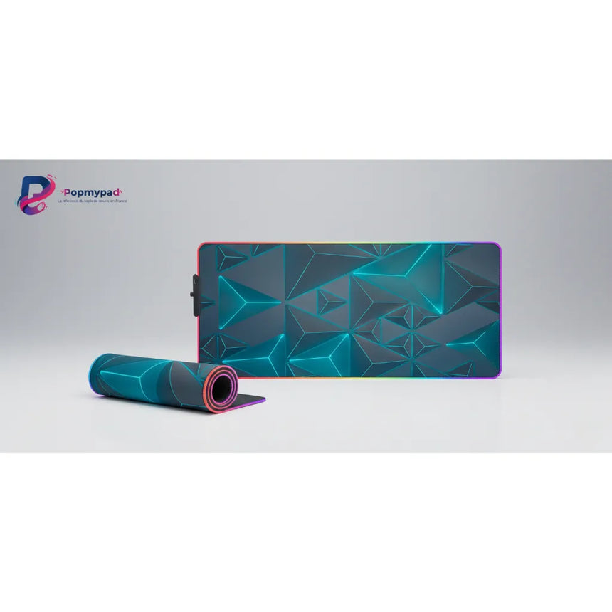 XXL Gaming Mouse Pad - Futuristic 3D Design & Cyan RGB Neon