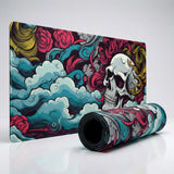 XXL Gaming Mouse Pad - Dreamy Skull and Mystic Roses Design