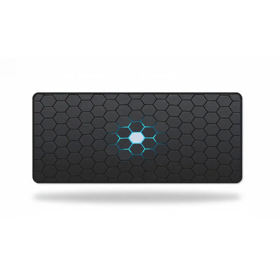 XXL Gaming Mouse Pad - 3D Hexagon Design & Cyan Glow-in-the-Dark Core