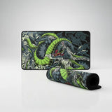 Tapis de Souris Gamer XXL - Dragon Japonais Vert & Noir avec design émeraude et dragon japonais.