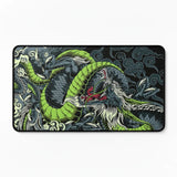 Tapis de Souris Gamer XXL - Dragon Japonais Vert & Noir avec design émeraude vibrant et illustrations détaillées.