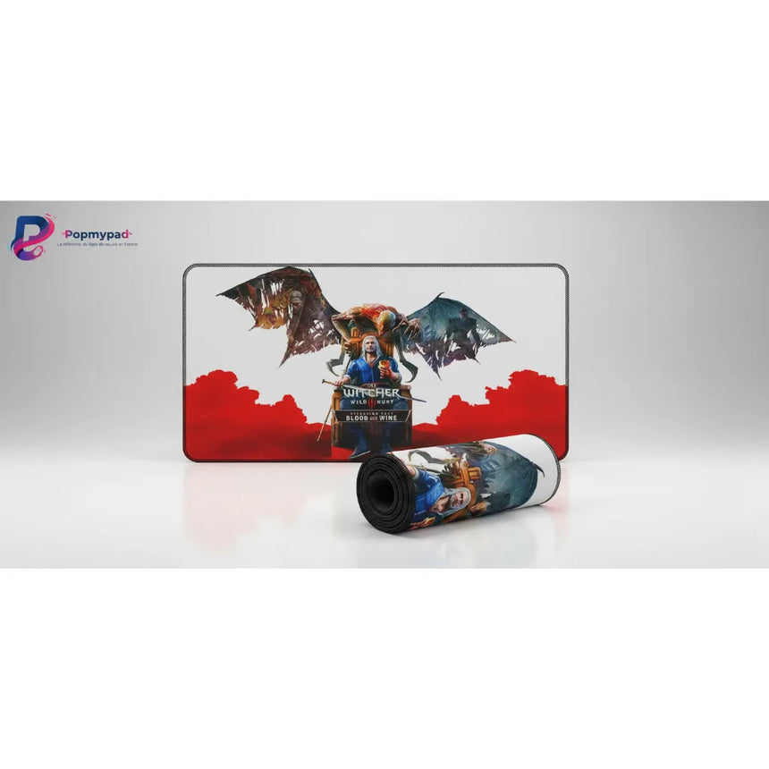 Tapis de Souris Gaming - The Witcher 3 : Blood and Wine - Glisse Ultime avec illustration épique du Loup Blanc.