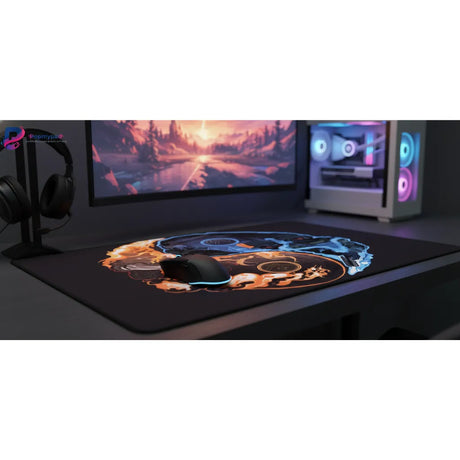 Tapis de Souris Gaming CS:GO - Édition Limitée Yin-Yang (CT vs T) avec design unique sur un bureau gamer.
