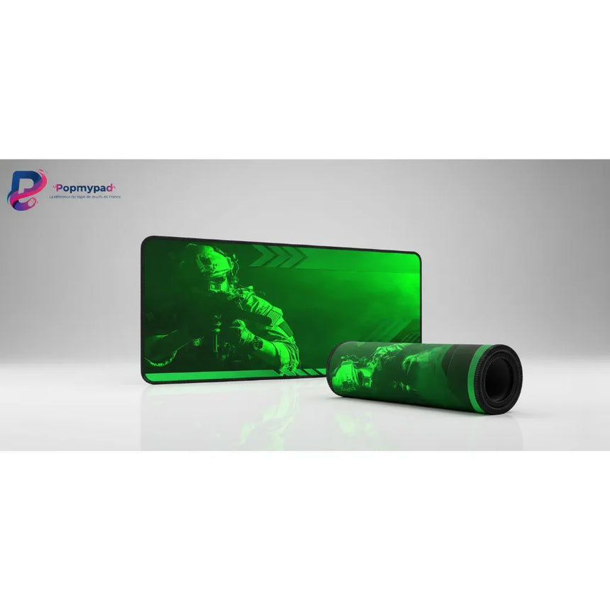 Tapis de Souris Gaming Counter-Strike - Édition Tactique Green Ops avec design vert et soldat en action.