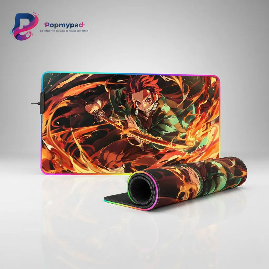 Demon Slayer Gaming Mouse Pad - Tanjiro Fire Dance (Hinokami Kagura)