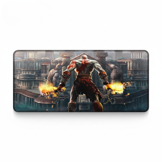 Tapis de Souris Gaming God of War - Edition Kratos : La Furie de l'Olympe avec Kratos affrontant des titans.