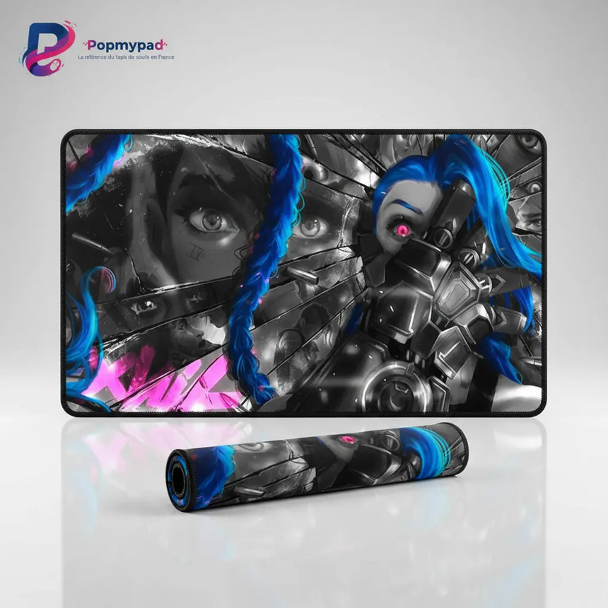 Tapis de Souris Gaming Jinx & Vi - Arcane League of Legends avec design artistique et vibrant.