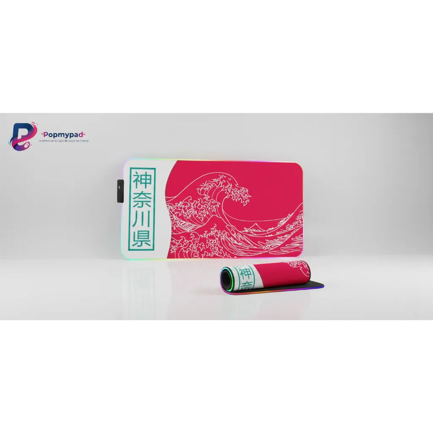 RGB Gaming Mouse Pad - Kanagawa Red Sun Edition