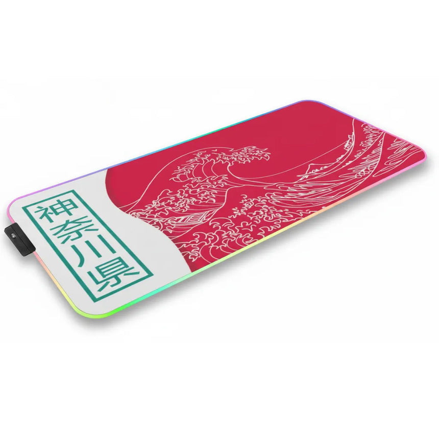 RGB Gaming Mouse Pad - Kanagawa Red Sun Edition