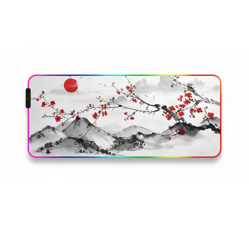 RGB Gaming Mouse Pad - Japanese Print "Sakura & Rising Sun"