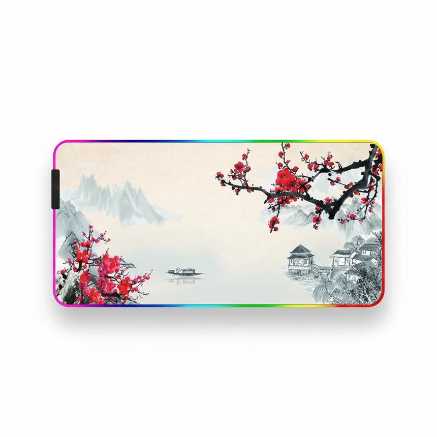 RGB Gaming Mouse Pad - Japanese Print Serenity of Cherry Blossoms XXL