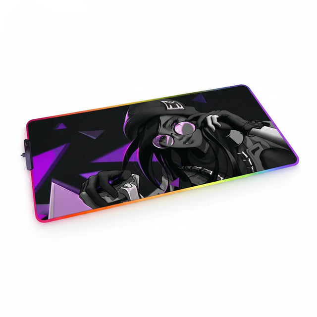 Tapis de Souris Gaming Valorant - Killjoy Edition (Style Tech-Noir & Violet) avec design graphique dynamique.