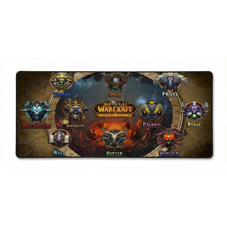 Tapis de Souris Gaming World of Warcraft - Cataclysm Edition - XXL avec les sceaux des classes et le logo de WoW.