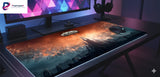 Tapis de Souris Gaming World of Warcraft - Édition Limitée Icecrown Citadel XXL sur un bureau gaming moderne.
