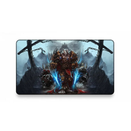 Tapis de Souris Gaming World of Warcraft - Édition Worgen Warrior XXL avec guerrier Worgen et lames spectrales.