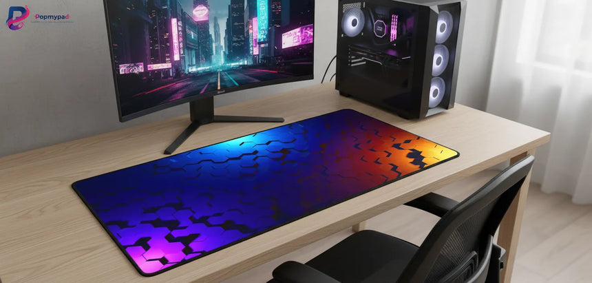 XXL Gaming Mouse Pad - Futuristic Hexagonal 3D Design