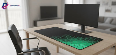XXL Gaming Mouse Pad - Futuristic Design Emerald Green Hexagons
