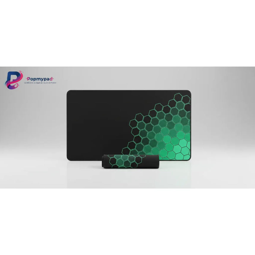 XXL Gaming Mouse Pad - Futuristic Design Emerald Green Hexagons