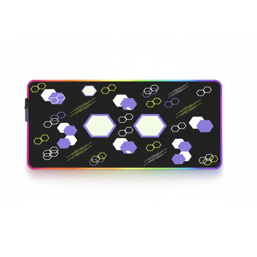 XXL Gaming Mouse Pad - Futuristic Hexagon Design & RGB Borders