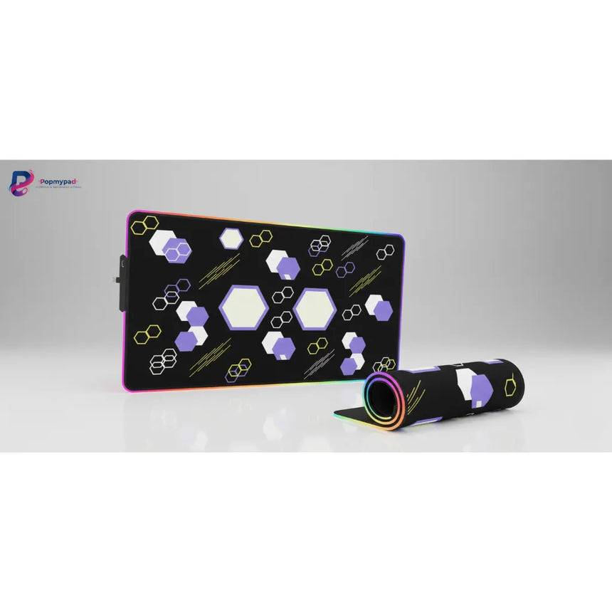 XXL Gaming Mouse Pad - Futuristic Hexagon Design & RGB Borders