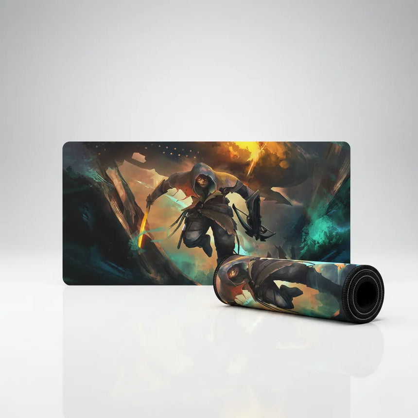 Tapis de Souris Gaming XXL - Édition Légende de l'Assassin - Glisse Précision & Confort avec design d'assassin dynamique.