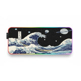 XXL Gaming Mouse Pad - Great Wave off Japan & Cosmic Space (RGB)
