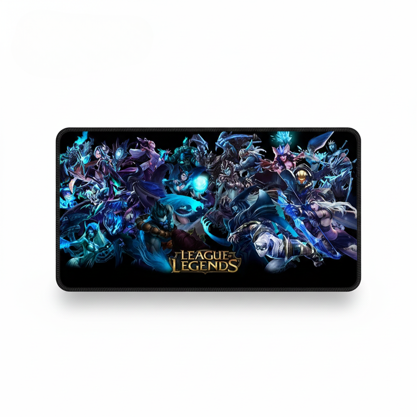 Tapis de Souris Gaming XXL - League of Legends Édition Spectral Shadows avec champions dynamiques et couleurs bleues.