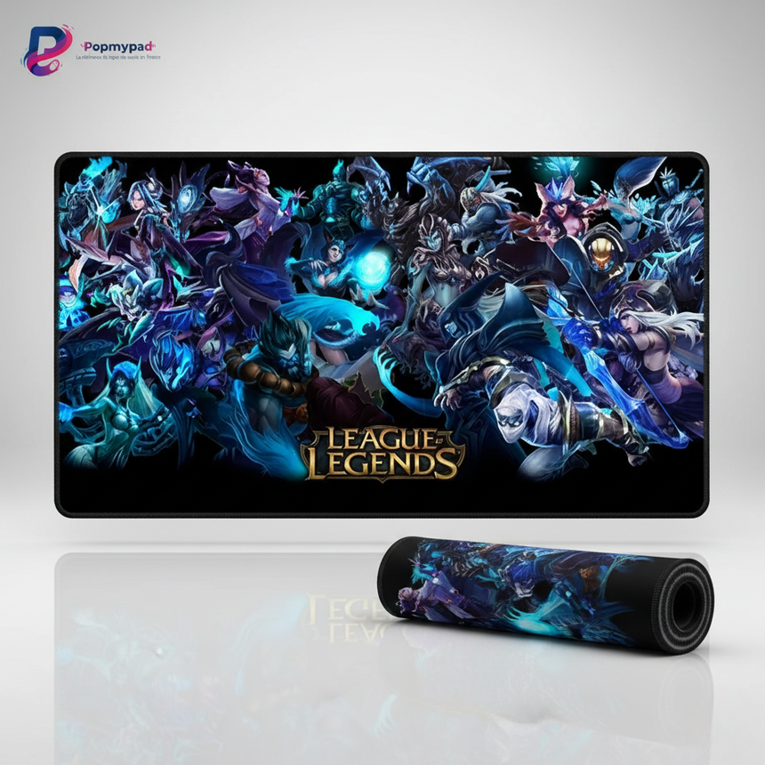 Tapis de Souris Gaming XXL - League of Legends Édition Spectral Shadows avec champions en action.