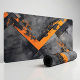 Gaming & Office Mouse Pad - Abstract Geometric Design Orange & Grey