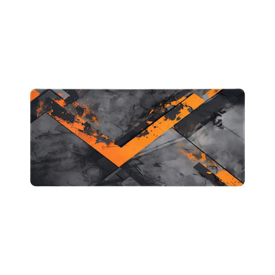 Gaming & Office Mouse Pad - Abstract Geometric Design Orange & Grey