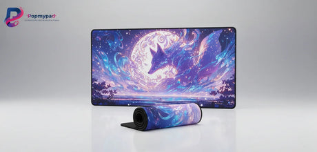 Tapis de Souris Gaming & Bureau — Renard Céleste Onirique avec illustration onirique et volutes cosmiques.