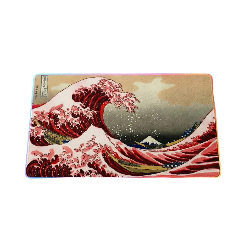 Japanese Mouse Pad - The Great Wave off Kanagawa (Imperial Red Edition)