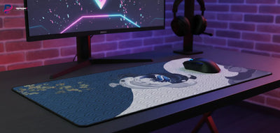 Japanese Mouse Pad: Harmony of Koi Carp & Seigaiha Waves
