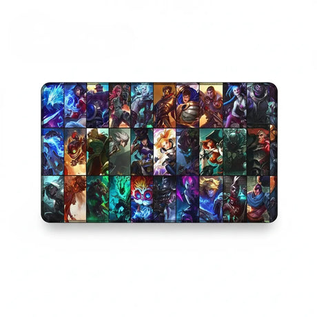 Tapis de Souris League of Legends - Mosaïque Champions XXL avec les héros emblématiques du jeu.