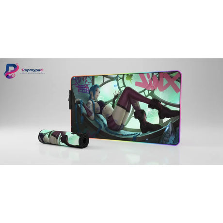 Tapis de Souris League of Legends Jinx - Édition RGB Ultra-Précise avec illustration vibrante de Jinx.