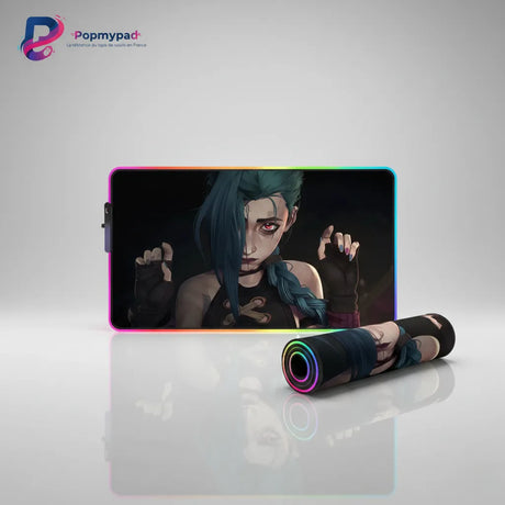 Tapis de Souris League of Legends Jinx RGB - Édition Performance Arcane avec design de Jinx