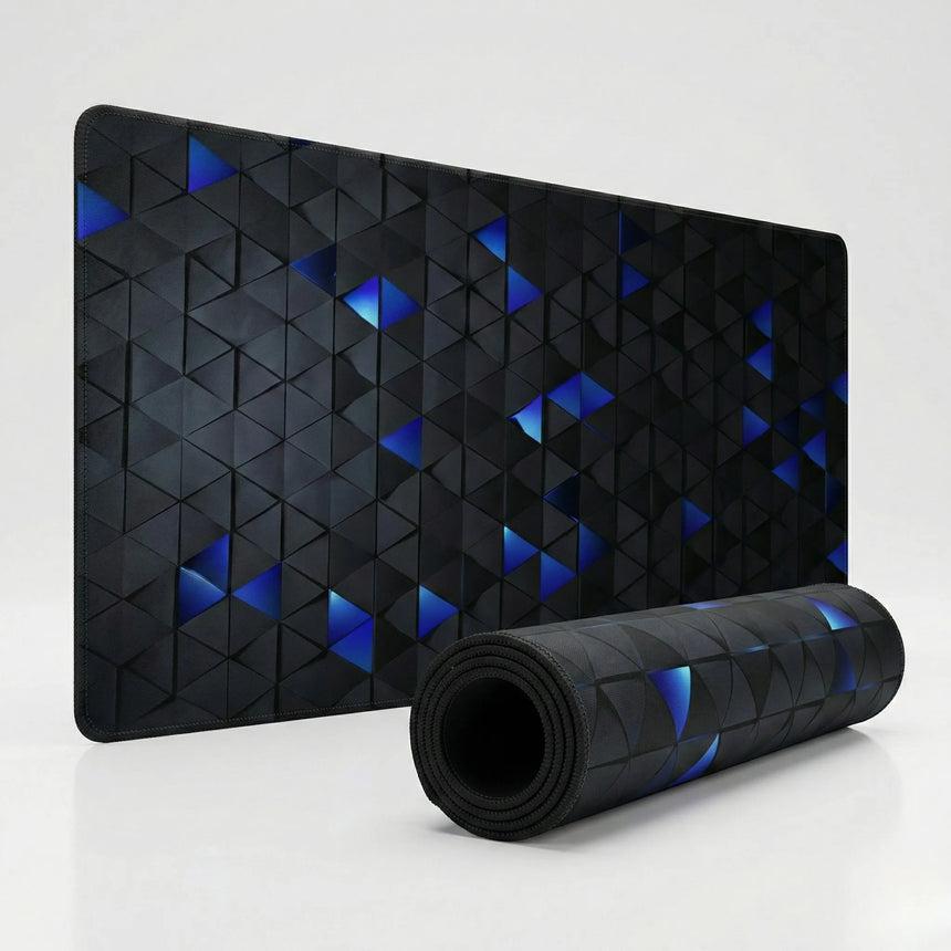 Polygon Mouse Pad - Premium 3D Geometric Design in Blue & Black