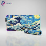 RGB Mouse Pad "The Stellar Odyssey" - Hokusai & Van Gogh Fusion