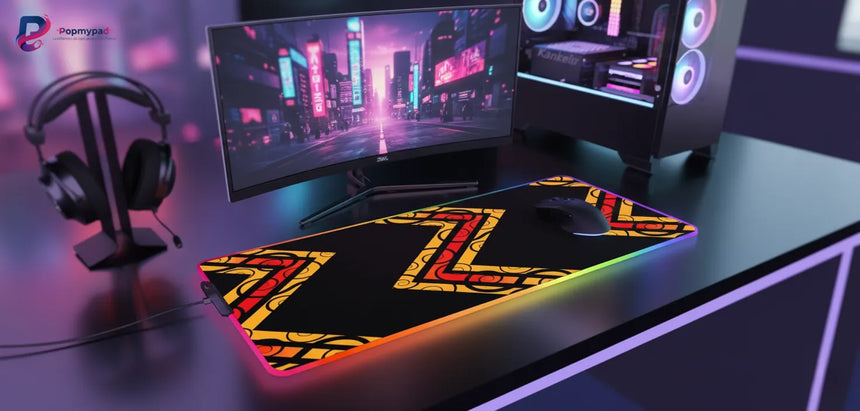 RGB Mouse Pad – Geometric Tribal Design & Premium Comfort