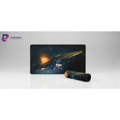 Tapis de Souris Star Trek : L'USS Enterprise-E en Plein Combat Spatial avec des explosions et un design interstellaire.