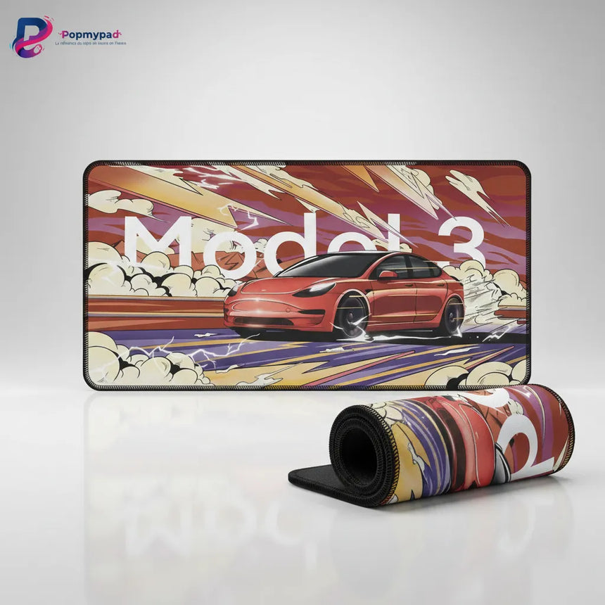 Tesla Model 3 Mouse Pad - Artistic Illustration Edition "Electric Speed"