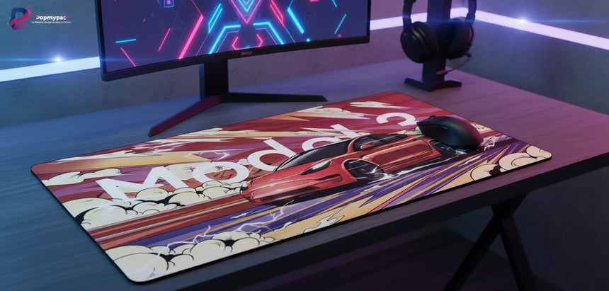 Tesla Model 3 Mouse Pad - Artistic Illustration Edition "Electric Speed"