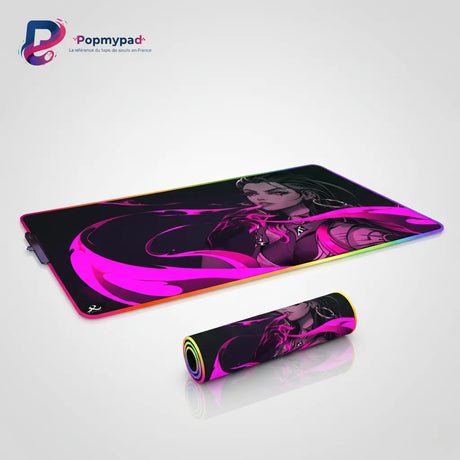 Tapis de Souris Valorant Reyna - Édition RGB XXL - Précision & Glisse Ultime sur fond noir et magenta
