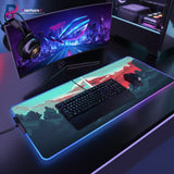 Tapis de Souris Valorant XXL - Édition Silhouettes Agents & Landscape Esport avec clavier et écran de jeu.