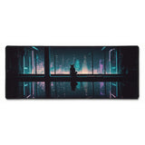 XXL Cat Mouse Pad - Cyberpunk Horizon & Contemplative Cat Edition